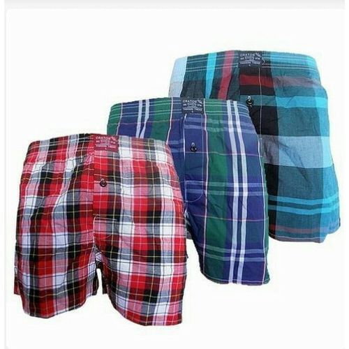 3 Pc Of Men's Checkered Boxers - Multi-color