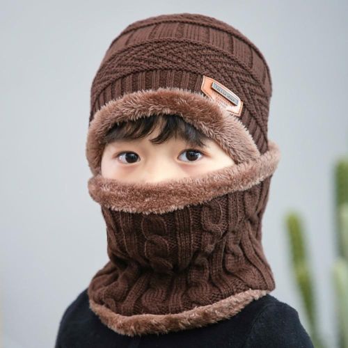 Kids Winter Hat Beanie and Scarf Slouchy Beanie Windproof Warm Knit Kids Skull Cap for Boys and Girls NO