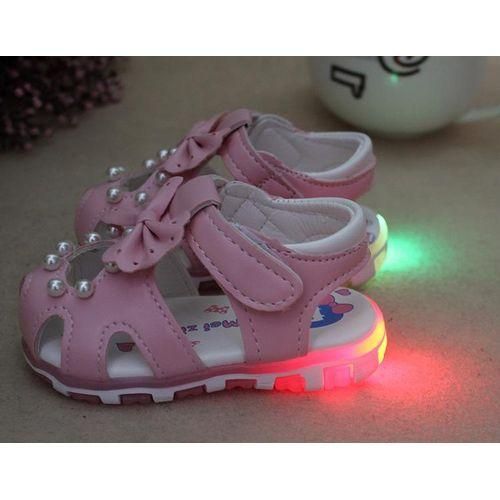 RONI Summer Girl Sandal Glowing Walking Shoes Baby Cute Flower Princess Shoes