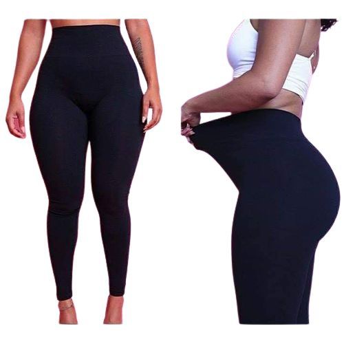 Women's Elegant Plain Cotton Legging Ladies Fashion - Black