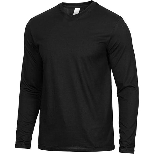 Black Round Neck - Long Sleeve Cotton T-Shirt