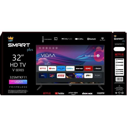 Smartplus 32 Inch Frameless VIDAA HD V Series Smart Free To Air Tv - Black(1 YR WRNTY)