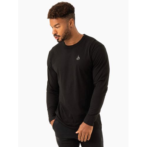 Black Round Neck - Long Sleeve Cotton T-Shirt