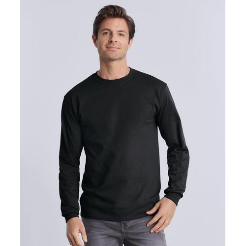 Black Round Neck - Long Sleeve Cotton T-Shirt
