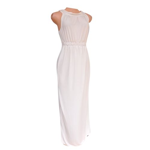 Maxi Free Dress With Elastine Waist - White