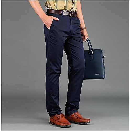 Men's Khaki Stretcher Trousers - Navy Blue