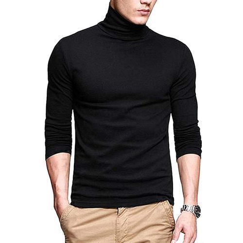 2Pack Men's Long Sleeve Turtle Neck T-shirts - Maroon, Black