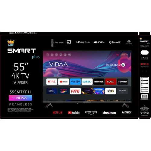 Smartplus 55 Inch Frameless VIDAA 4K V Series Smart Free To Air Tv - Black(1 YR WRNTY)