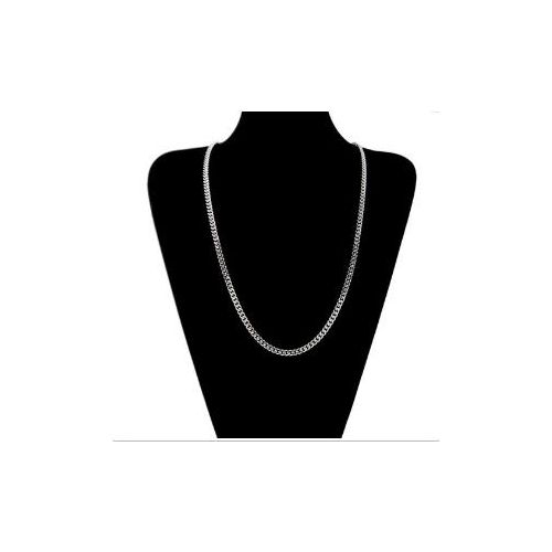 925 Silver Necklace Stainless Steel Hip Hop Necklace - Silver