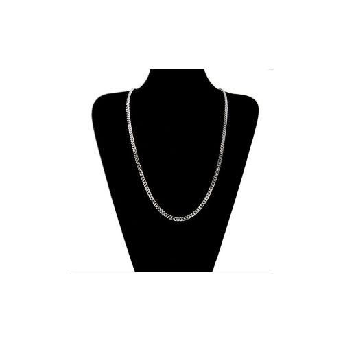 925 Silver Necklace Stainless Steel Hip Hop Necklace - Silver