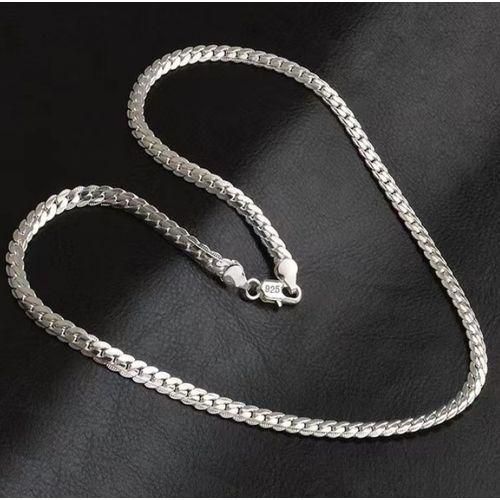 925 Silver Necklace Stainless Steel Hip Hop Necklace - Silver