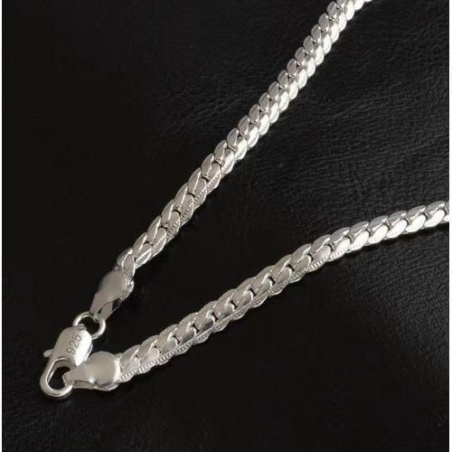 925 Silver Necklace Stainless Steel Hip Hop Necklace - Silver