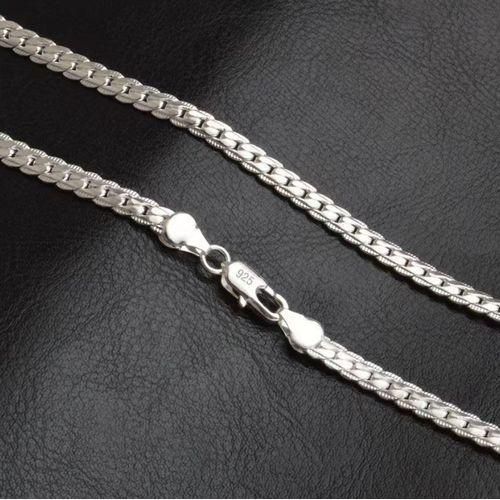 925 Silver Necklace Stainless Steel Hip Hop Necklace - Silver