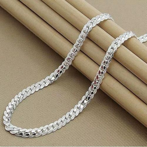 925 Silver Necklace Stainless Steel Hip Hop Necklace - Silver