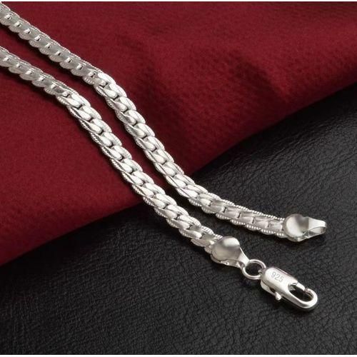 925 Silver Necklace Stainless Steel Hip Hop Necklace - Silver