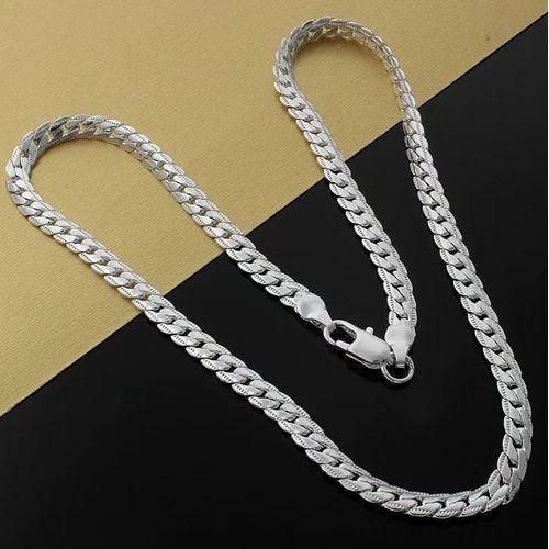 925 Silver Necklace Stainless Steel Hip Hop Necklace - Silver