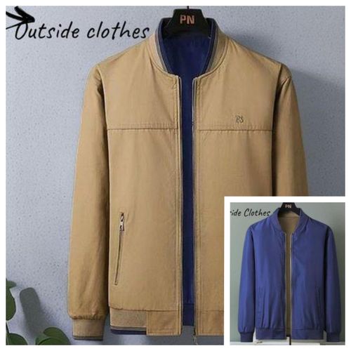 Berrykey Mens Lightweight Coats Double Sided Wear Outerwear Blazer Jackets Brown