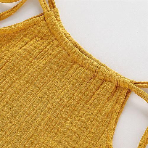 Baby Girls Sling Dress Ruffle Hem Sundress Yellow