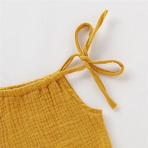 Baby Girls Sling Dress Ruffle Hem Sundress Yellow