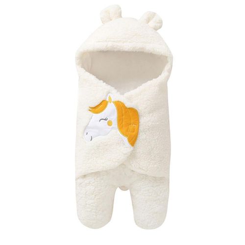 Newborn Warm Swaddle Blanket Soft Windproof Cartoon Embroidery Baby Quilt New,Beige NO5249