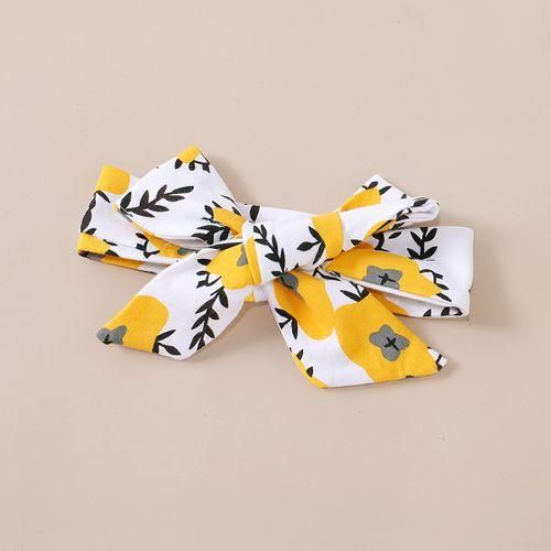 Newborn Baby Girls Outfit Letter Print Short Sleeve Bodysuit  Yellow Floral Shorts  Headband