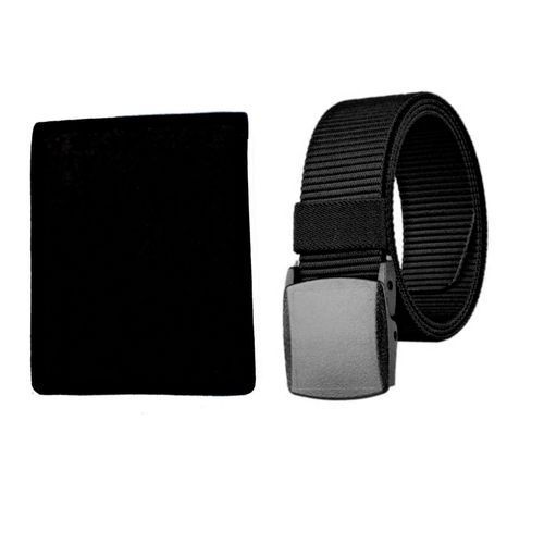 Pack Of Leather Men's Wallet And Belt - Black