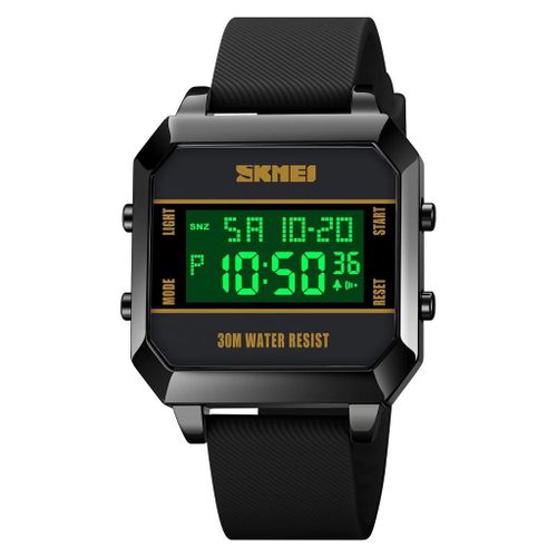 Skmei Mens Soft Rubber Strapped Digital Watch -  Black