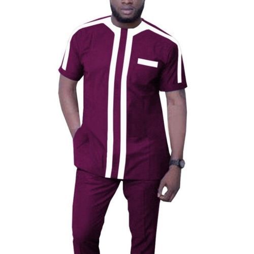 Veeva  Short Sleeved Shirt - Maroon White.
