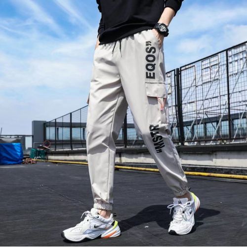 Pockets Long Cargo Pants Men Patchwork Casual Loose Trousers