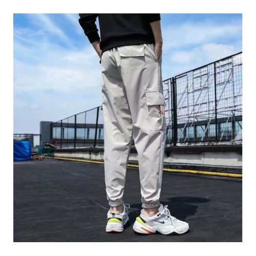 Pockets Long Cargo Pants Men Patchwork Casual Loose Trousers