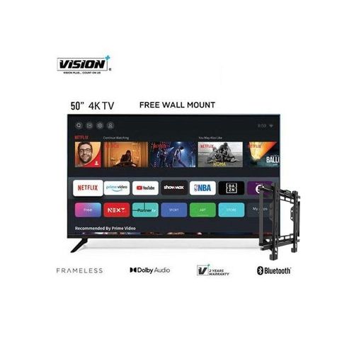Vision Plus VP8850KV - 50 Inch 4K Frameless V+ OS Smart TV - Black (2YR WRNTY)