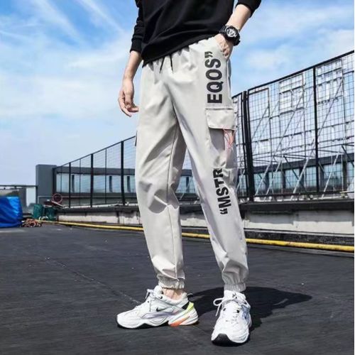 Pockets Long Cargo Pants Men Patchwork Casual Loose Trousers