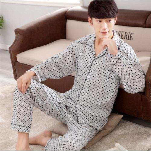 Afri Men Men Pajama Set-White/Blue