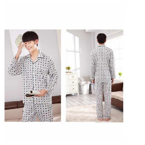 Afri Men Men Pajama Set-White/Blue