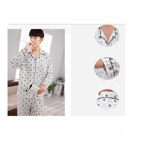 Afri Men Men Pajama Set-White/Blue