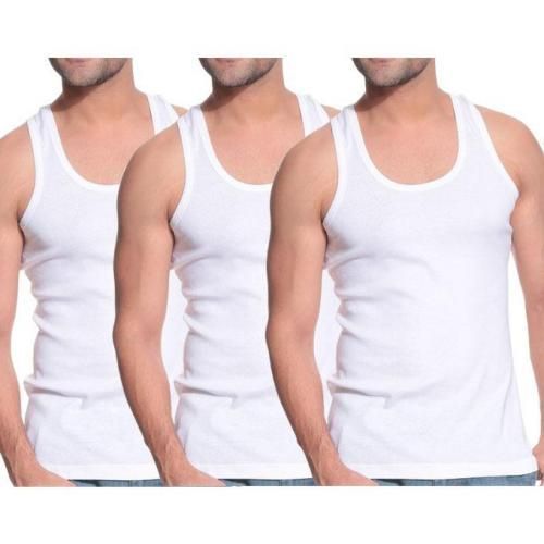 Men's Pure Cotton 3 Pack Vests - White