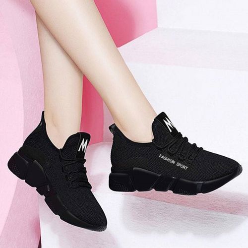 Women&rsquo;s Slip-On Running Shoes with Thick Bottom Platforms Women Shoes Ladies Shoes Sneakers Women(Black)
