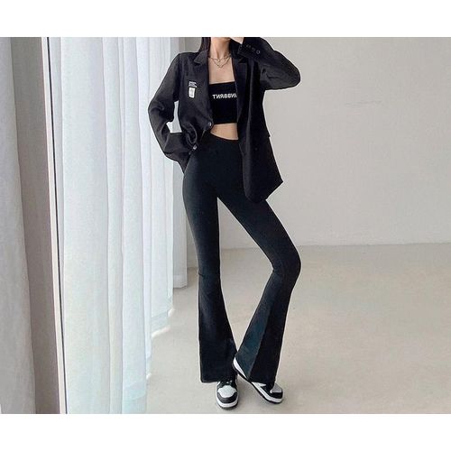 Yoga bell bottom slightly flared shark women's high waisted tight fitting compression long pants,