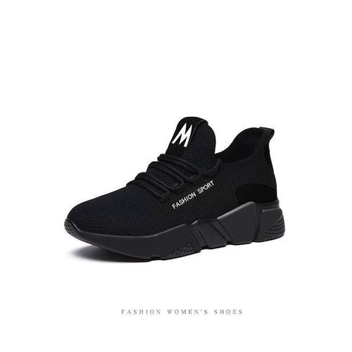 Women’s Slip-On Running Shoes with Thick Bottom Platforms Women Shoes Ladies Shoes Sneakers Women(Black)