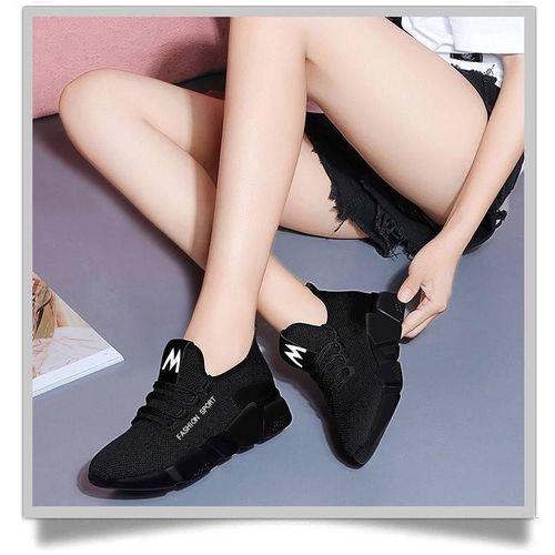 Women’s Slip-On Running Shoes with Thick Bottom Platforms Women Shoes Ladies Shoes Sneakers Women(Black)