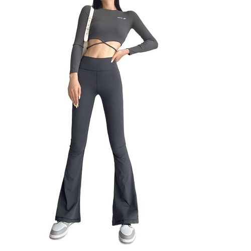 Yoga bell bottom slightly flared shark women's high waisted tight fitting compression long pants,