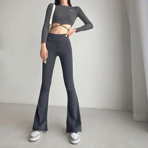 Yoga bell bottom slightly flared shark women's high waisted tight fitting compression long pants,