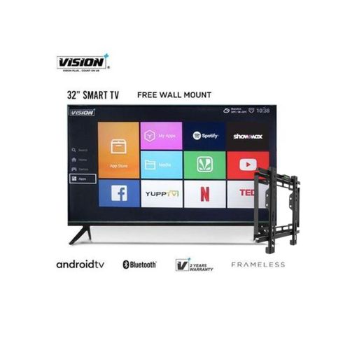 Vision Plus VP8832SF - 32 Inch Frameless Smart Android TV - Black (2YR WRNTY)