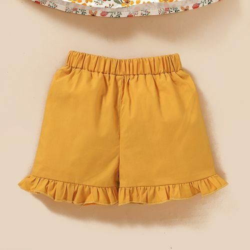 Toddler Baby Girls Outfit Yellow Floral Bow Tank Tops  Shorts  Headband