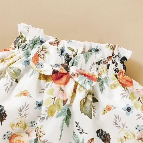 Newborn Baby Girls Costumes Set Solid Color Ribbed Tank Tops  Floral Skirt Beige