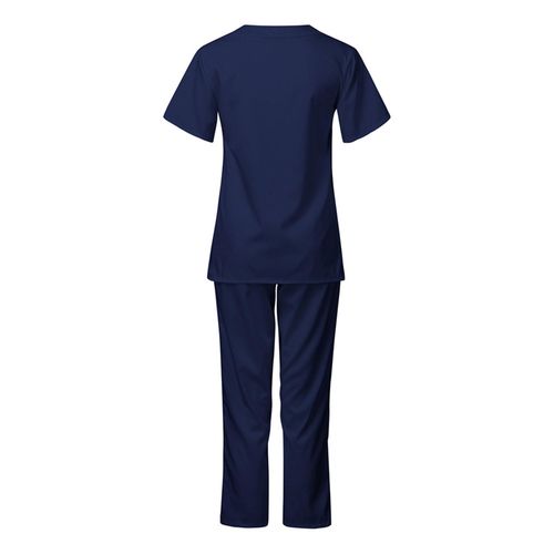 Unisex Nursing Work Scrub V Neck  Care Navy Blue S