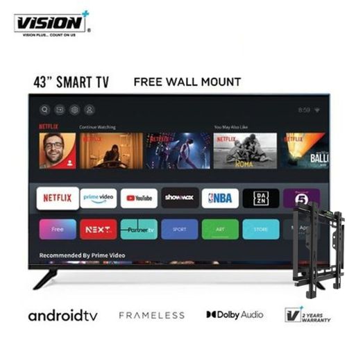 Vision Plus Vision Plus VP8843KV - 43 Inch 4K Frameless V+ OS Smart TV -Black (2YR WRNTY)