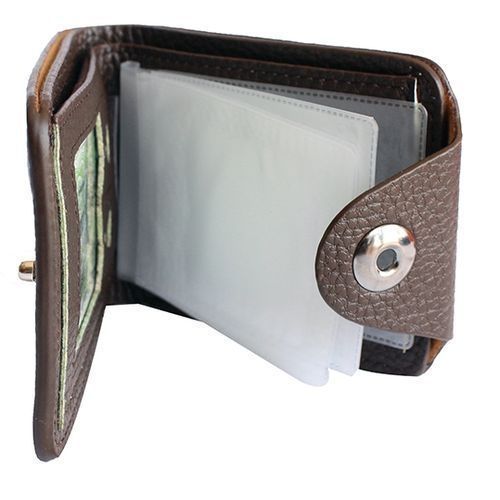 Patterned Faux Leather Men's Wallet - Brown