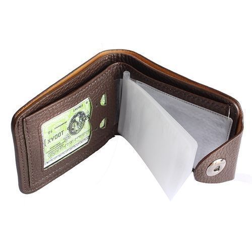 Patterned Faux Leather Men's Wallet - Brown