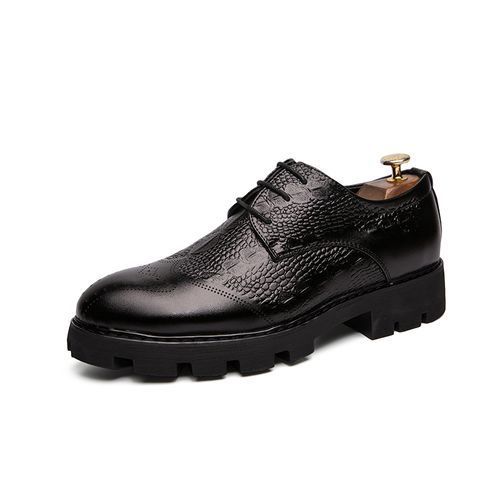 Male Shoes Vintage Men Leather Shoes Pointed Business Shoes Office Dress Shoes Black